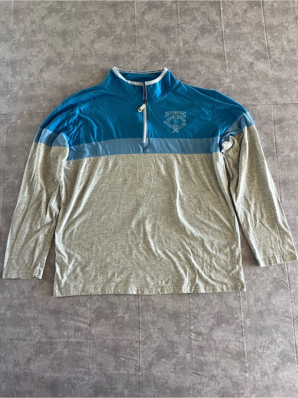 Ford Teal and Gray Quarter-Zip Pullover
